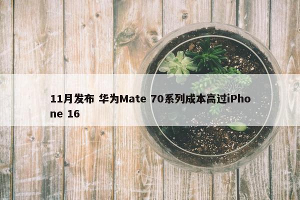 11月发布 华为Mate 70系列成本高过iPhone 16