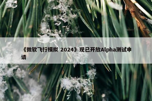 《微软飞行模拟 2024》现已开放Alpha测试申请