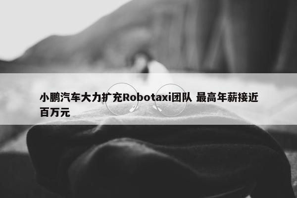 小鹏汽车大力扩充Robotaxi团队 最高年薪接近百万元