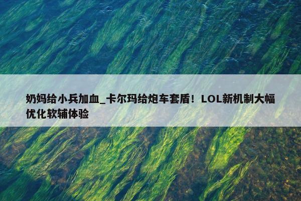 奶妈给小兵加血_卡尔玛给炮车套盾！LOL新机制大幅优化软辅体验