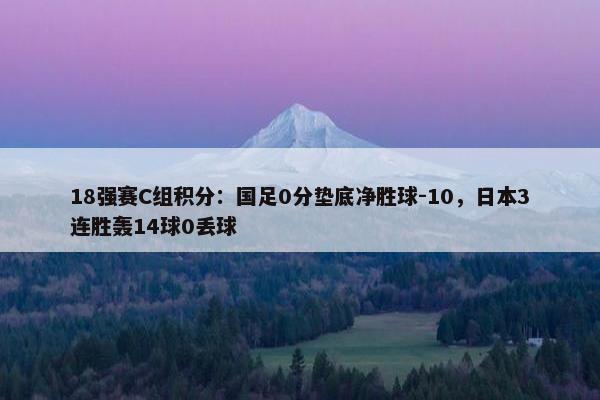 18强赛C组积分：国足0分垫底净胜球-10，日本3连胜轰14球0丢球