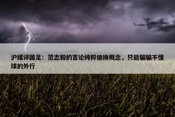 沪媒评国足：范志毅的言论纯粹偷换概念，只能骗骗不懂球的外行