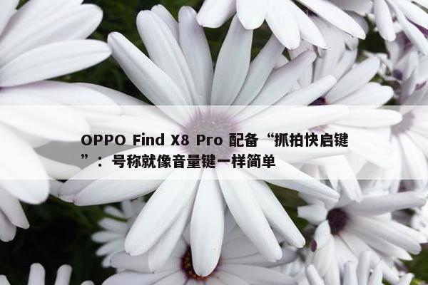 OPPO Find X8 Pro 配备“抓拍快启键”：号称就像音量键一样简单