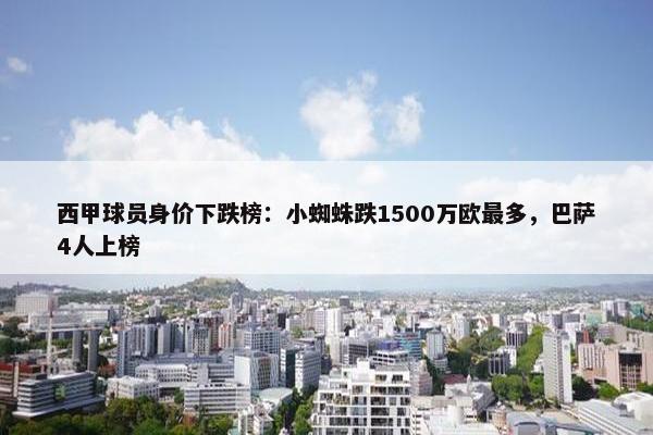 西甲球员身价下跌榜：小蜘蛛跌1500万欧最多，巴萨4人上榜