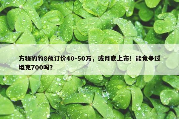 方程豹豹8预订价40-50万，或月底上市！能竞争过坦克700吗？