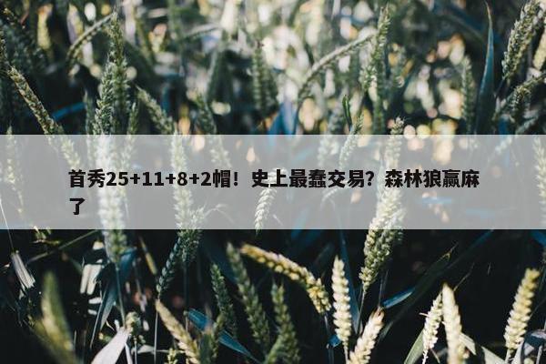 首秀25+11+8+2帽！史上最蠢交易？森林狼赢麻了