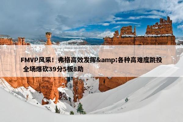 FMVP风采！弗格高效发挥&各种高难度跳投 全场爆砍39分5板8助