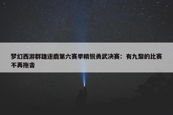 梦幻西游群雄逐鹿第六赛季精锐勇武决赛：有九黎的比赛不再拖沓