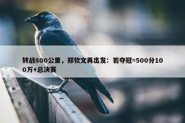 转战800公里，郑钦文再出发：若夺冠=500分100万+总决赛