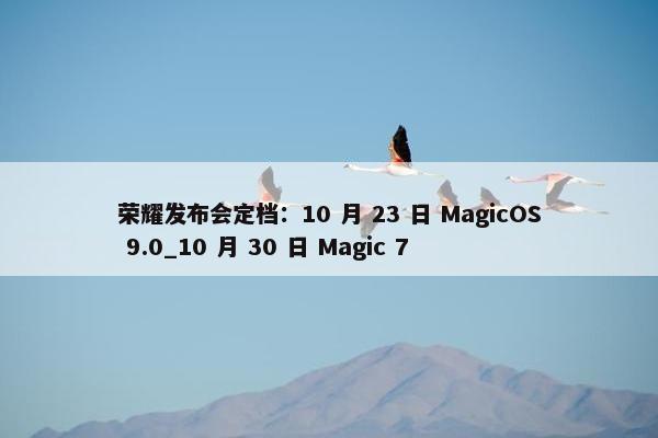 荣耀发布会定档：10 月 23 日 MagicOS 9.0_10 月 30 日 Magic 7