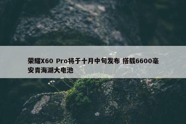 荣耀X60 Pro将于十月中旬发布 搭载6600毫安青海湖大电池