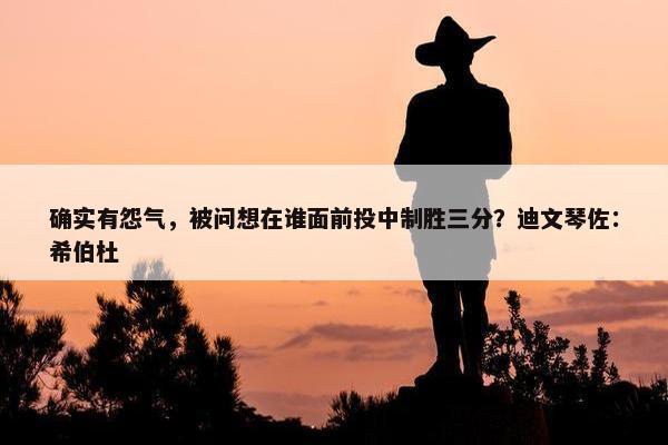 确实有怨气，被问想在谁面前投中制胜三分？迪文琴佐：希伯杜