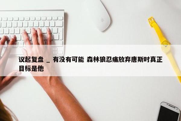 议起复盘 _ 有没有可能 森林狼忍痛放弃唐斯时真正目标是他