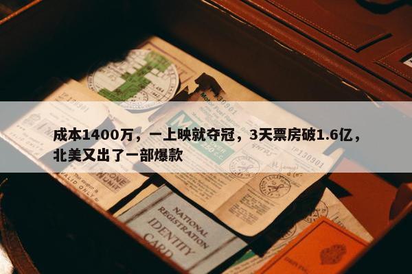 成本1400万，一上映就夺冠，3天票房破1.6亿，北美又出了一部爆款