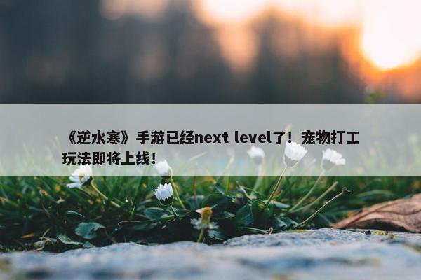 《逆水寒》手游已经next level了！宠物打工玩法即将上线！