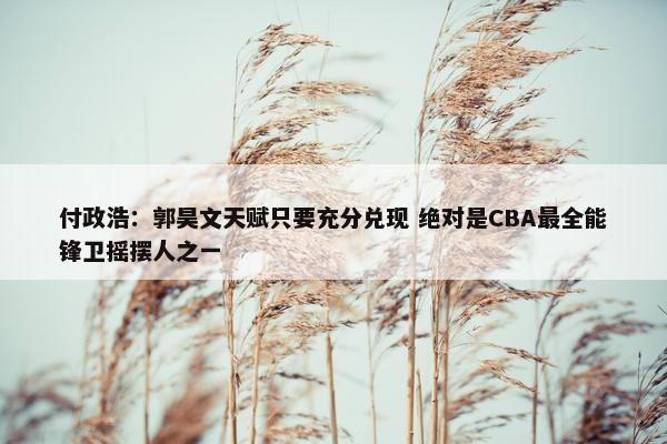 付政浩：郭昊文天赋只要充分兑现 绝对是CBA最全能锋卫摇摆人之一