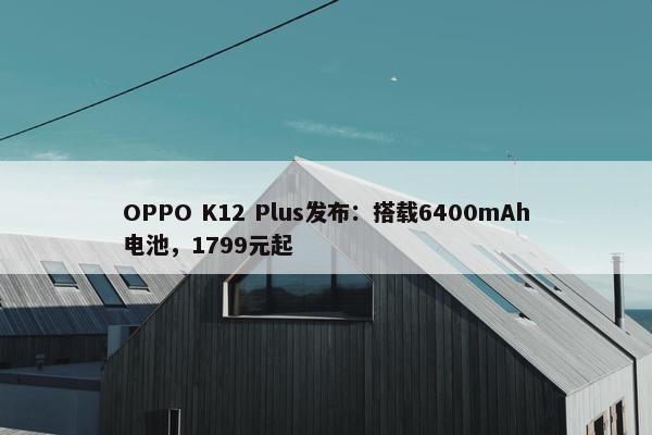 OPPO K12 Plus发布：搭载6400mAh电池，1799元起