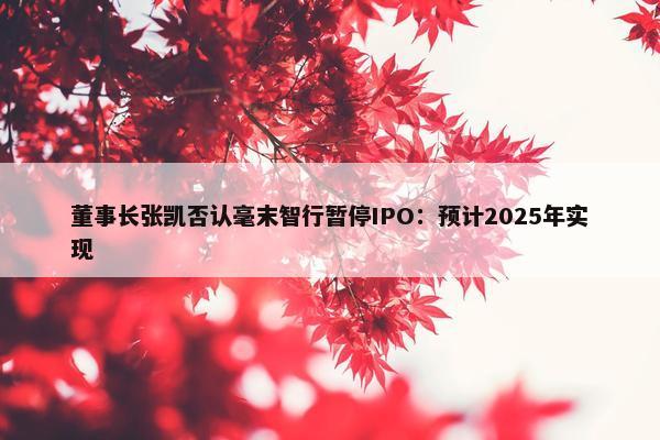 董事长张凯否认毫末智行暂停IPO：预计2025年实现