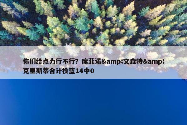 你们给点力行不行？席菲诺&文森特&克里斯蒂合计投篮14中0