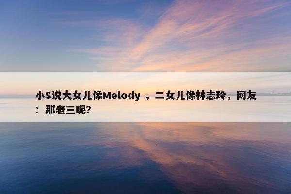 小S说大女儿像Melody ，二女儿像林志玲，网友：那老三呢？