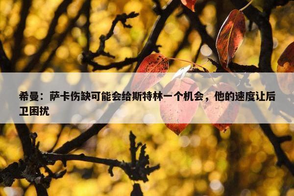 希曼：萨卡伤缺可能会给斯特林一个机会，他的速度让后卫困扰