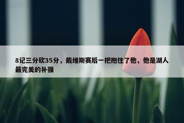 8记三分砍35分，戴维斯赛后一把抱住了他，他是湖人最完美的补强