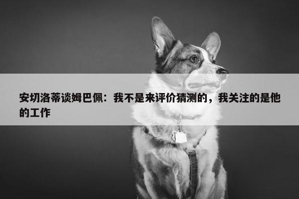 安切洛蒂谈姆巴佩：我不是来评价猜测的，我关注的是他的工作