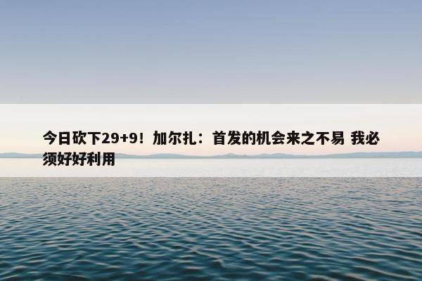 今日砍下29+9！加尔扎：首发的机会来之不易 我必须好好利用