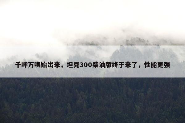 千呼万唤始出来，坦克300柴油版终于来了，性能更强