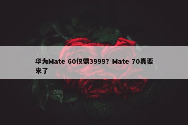 华为Mate 60仅需3999？Mate 70真要来了