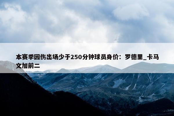 本赛季因伤出场少于250分钟球员身价：罗德里_卡马文加前二