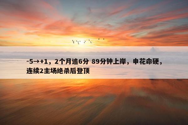 -5→+1，2个月追6分 89分钟上岸，申花命硬，连续2主场绝杀后登顶