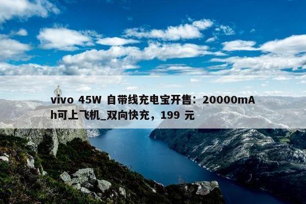 vivo 45W 自带线充电宝开售：20000mAh可上飞机_双向快充，199 元