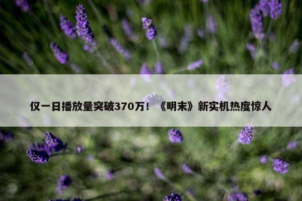 仅一日播放量突破370万！《明末》新实机热度惊人