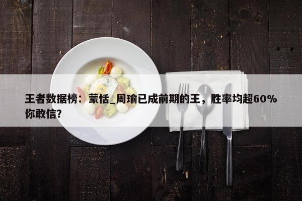 王者数据榜：蒙恬_周瑜已成前期的王，胜率均超60%你敢信？