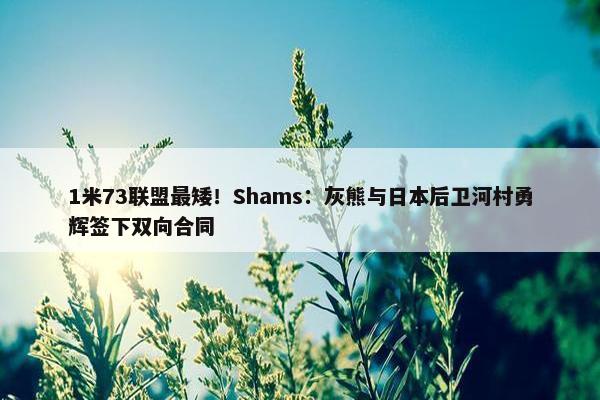 1米73联盟最矮！Shams：灰熊与日本后卫河村勇辉签下双向合同