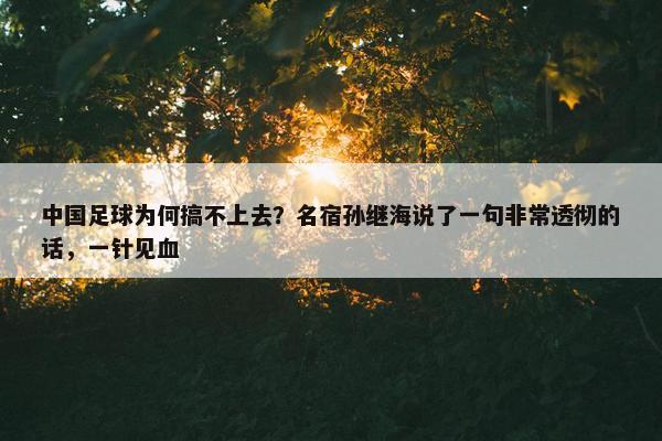 中国足球为何搞不上去？名宿孙继海说了一句非常透彻的话，一针见血