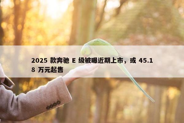 2025 款奔驰 E 级被曝近期上市，或 45.18 万元起售