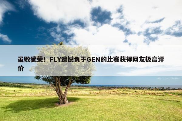 虽败犹荣！FLY遗憾负于GEN的比赛获得网友极高评价