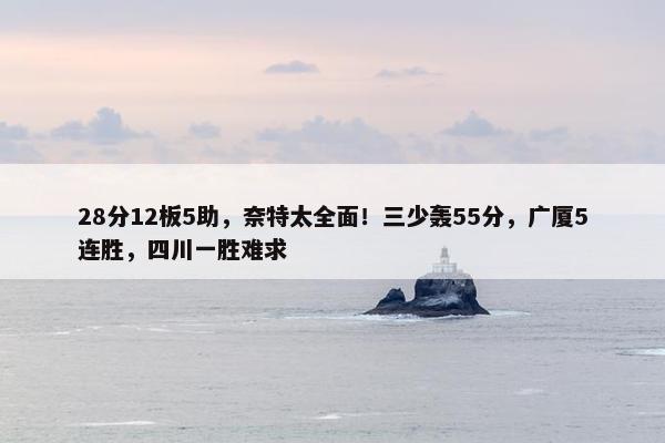 28分12板5助，奈特太全面！三少轰55分，广厦5连胜，四川一胜难求