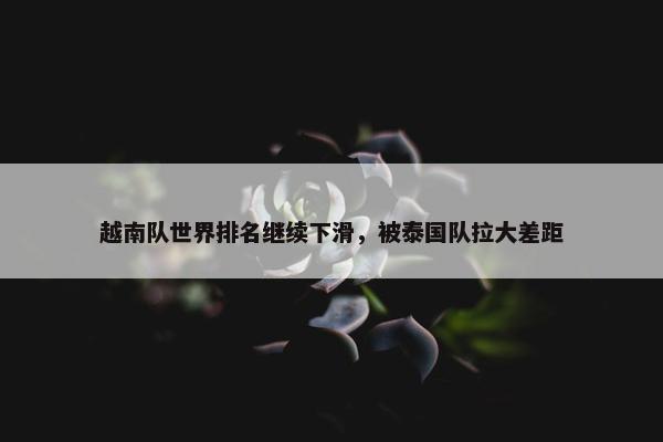 越南队世界排名继续下滑，被泰国队拉大差距