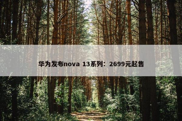 华为发布nova 13系列：2699元起售