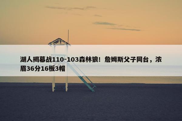 湖人揭幕战110-103森林狼！詹姆斯父子同台，浓眉36分16板3帽