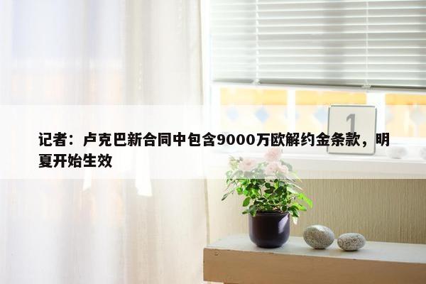 记者：卢克巴新合同中包含9000万欧解约金条款，明夏开始生效