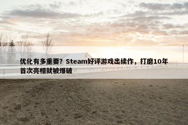 优化有多重要？Steam好评游戏出续作，打磨10年首次亮相就被爆破