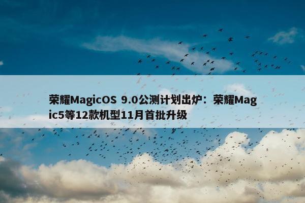 荣耀MagicOS 9.0公测计划出炉：荣耀Magic5等12款机型11月首批升级