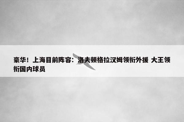 豪华！上海目前阵容：洛夫顿格拉汉姆领衔外援 大王领衔国内球员