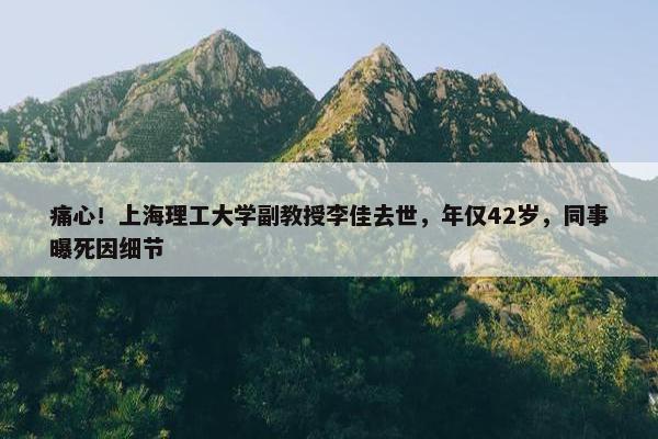 痛心！上海理工大学副教授李佳去世，年仅42岁，同事曝死因细节