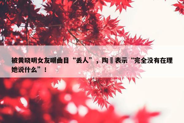 被黄晓明女友嘲曲目“丢人”，陶喆表示“完全没有在理她说什么”！