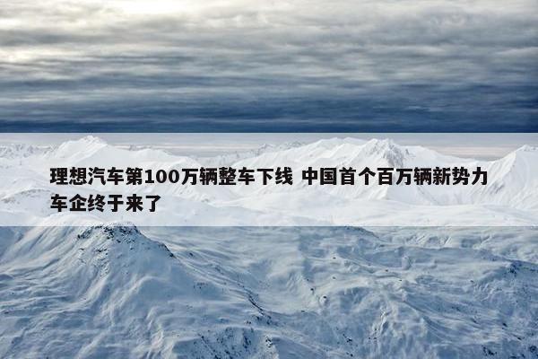 理想汽车第100万辆整车下线 中国首个百万辆新势力车企终于来了